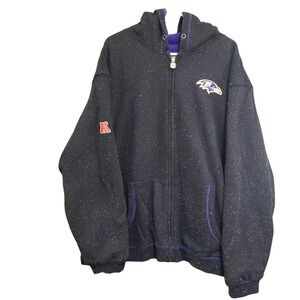 NFL Baltimore Ravens Full Zip Up Hoodie‎ Embroidered Logo Black
